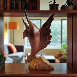 Vintage Ironwood Figurine Wooden Hand-Carved Swordfish Marlin Statue